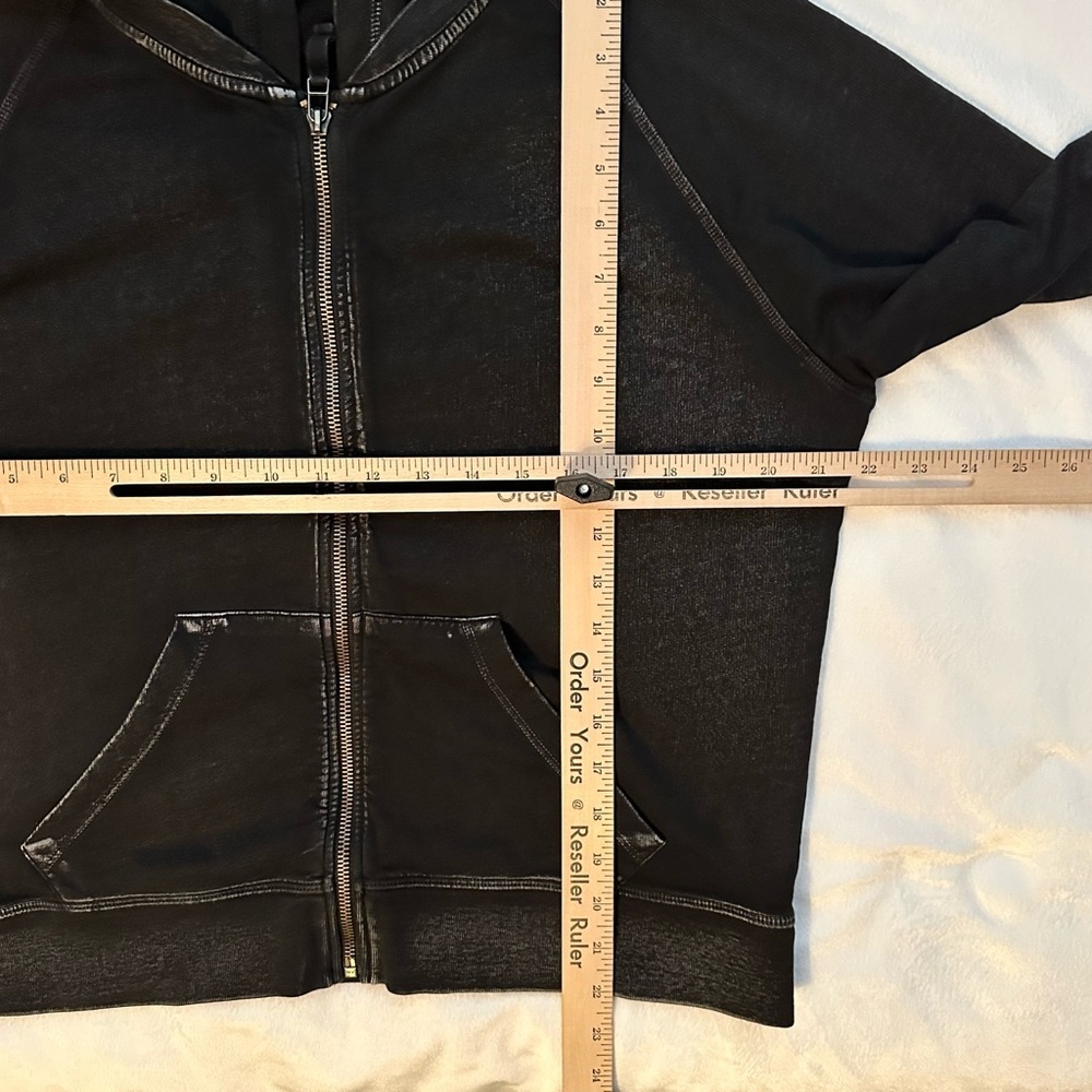 Elliot Lauren Soft Full Zip Distressed Black Hoodie M Womens 100% cotton Peru - Picture 4 of 5